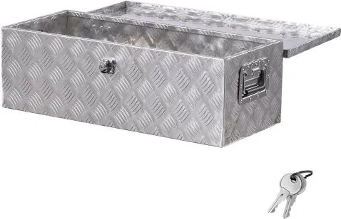 VEVOR Aluminium gereedschapskist voor op de laadbak van een vrachtwagen met zijhandgreep en afsluitbare sleutels, opbergkist voor aanhangwagens, pick-ups en campers (762 x 330,2 x 243,84 mm) Zilver