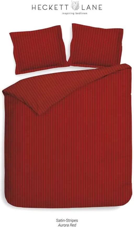 Heckett & Lane dekbedovertrek Uni Stripe - rood - 240x220 cm - Leen Bakker