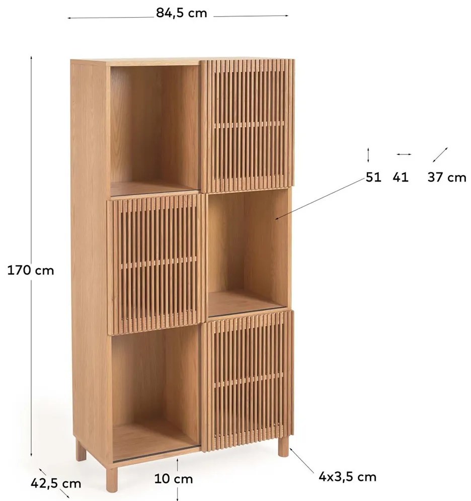 Kave Home Beyla Vakkenkast Met Latjes Eiken Hout - 42.5x84.5x170cm.