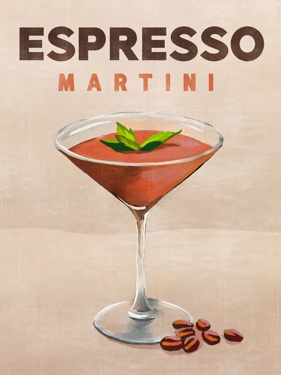 Ilustratie Espresso Martini Cocktail Bar Decor, The Whiskey Ginger