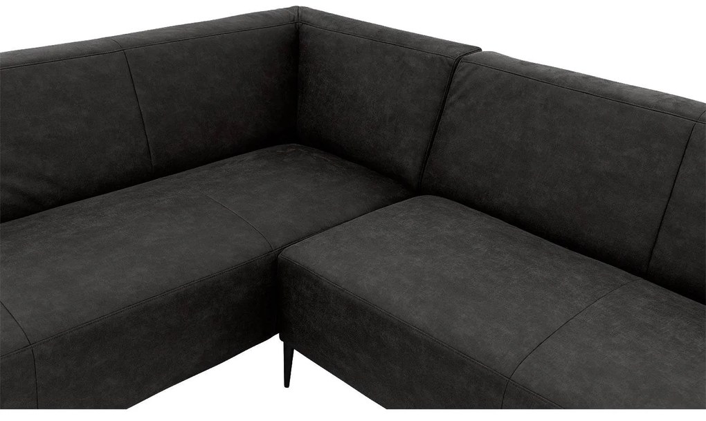 Goossens  Key West antraciet, micro leer, 2-zits, modern design met ligelement links