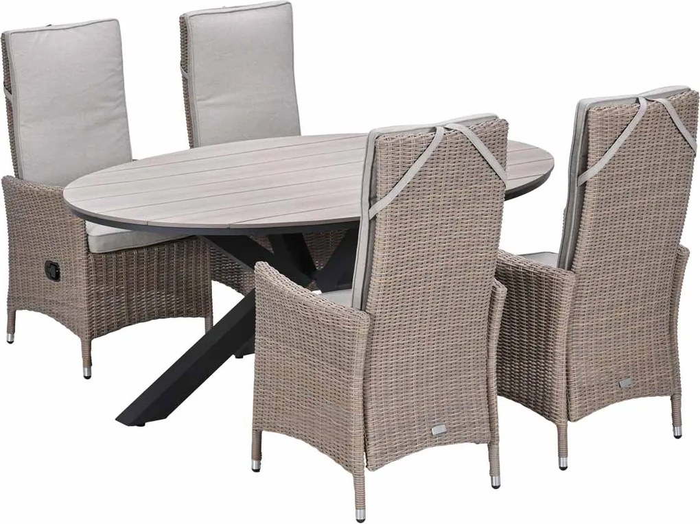 Garden Impressions Collin tuinset 5-delig - Tulli tuintafel 180 x 115 cm - light teak vironwood