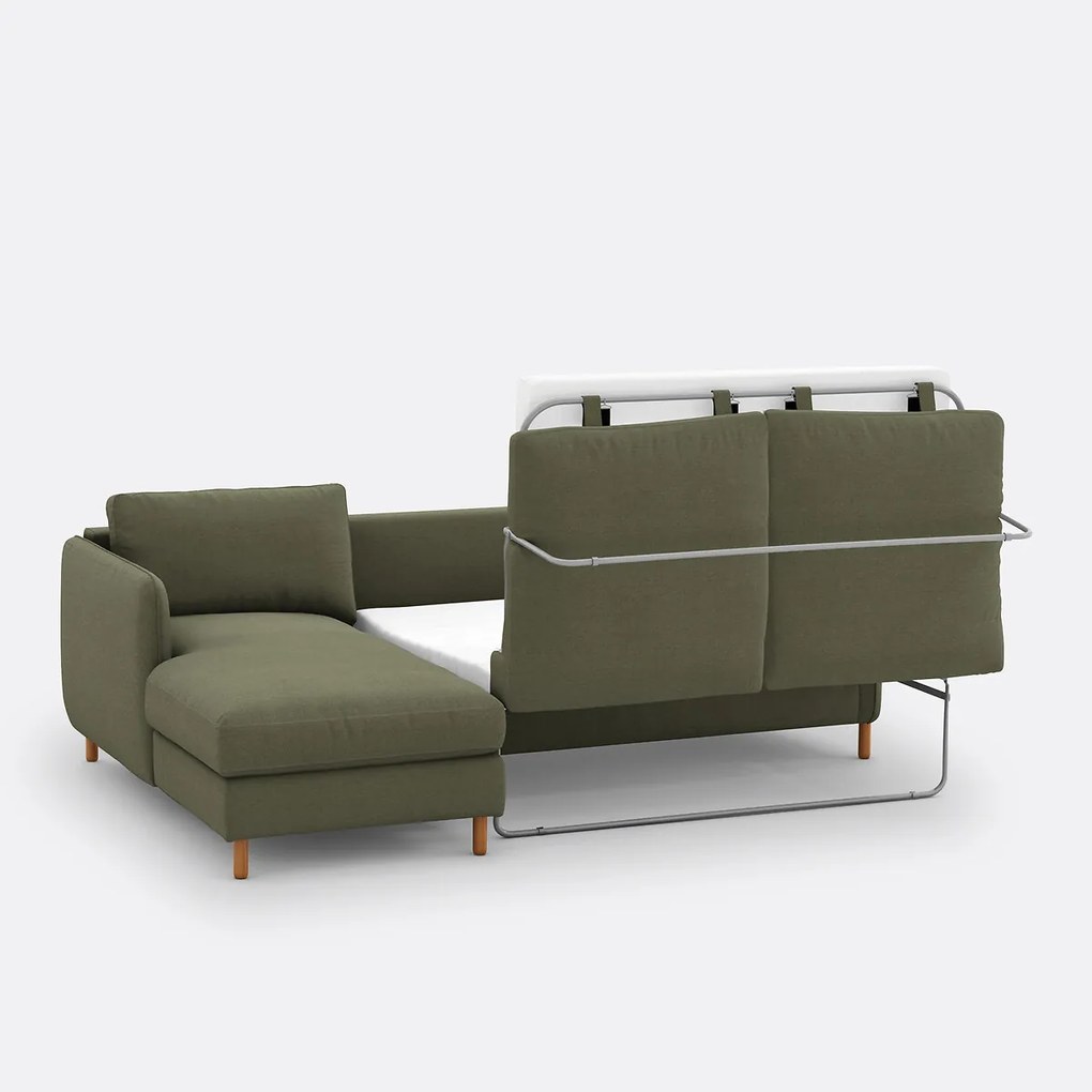 Hoekbank links, converteerbaar, 4 zits, in polyester, LOMÉO