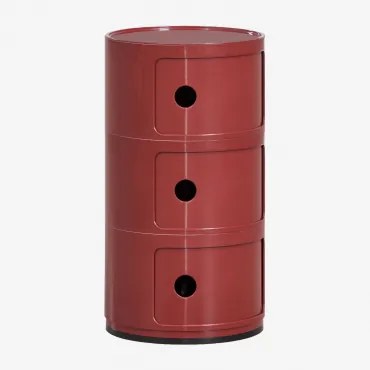 Pack Van 2 Nachtkastjes Ø30 Cm Met Planken Babel Wijn Rood & 3 Lades - Sklum