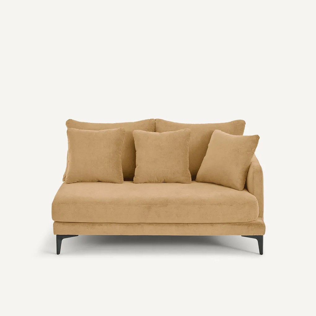 Halve bank in stone-kleurig fluweel, 2-zit, MODERNISTE
