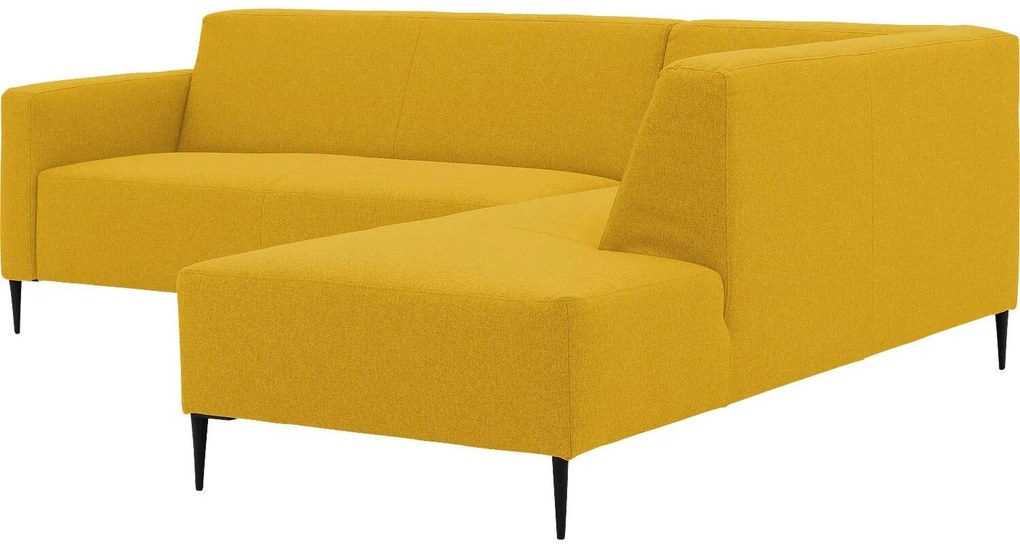 Goossens Key West geel, stof, 2,5-zits, modern design met ligelement rechts