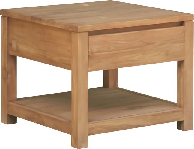 Bijzettafel Teakhout Met Lade - 60 X 60cm.