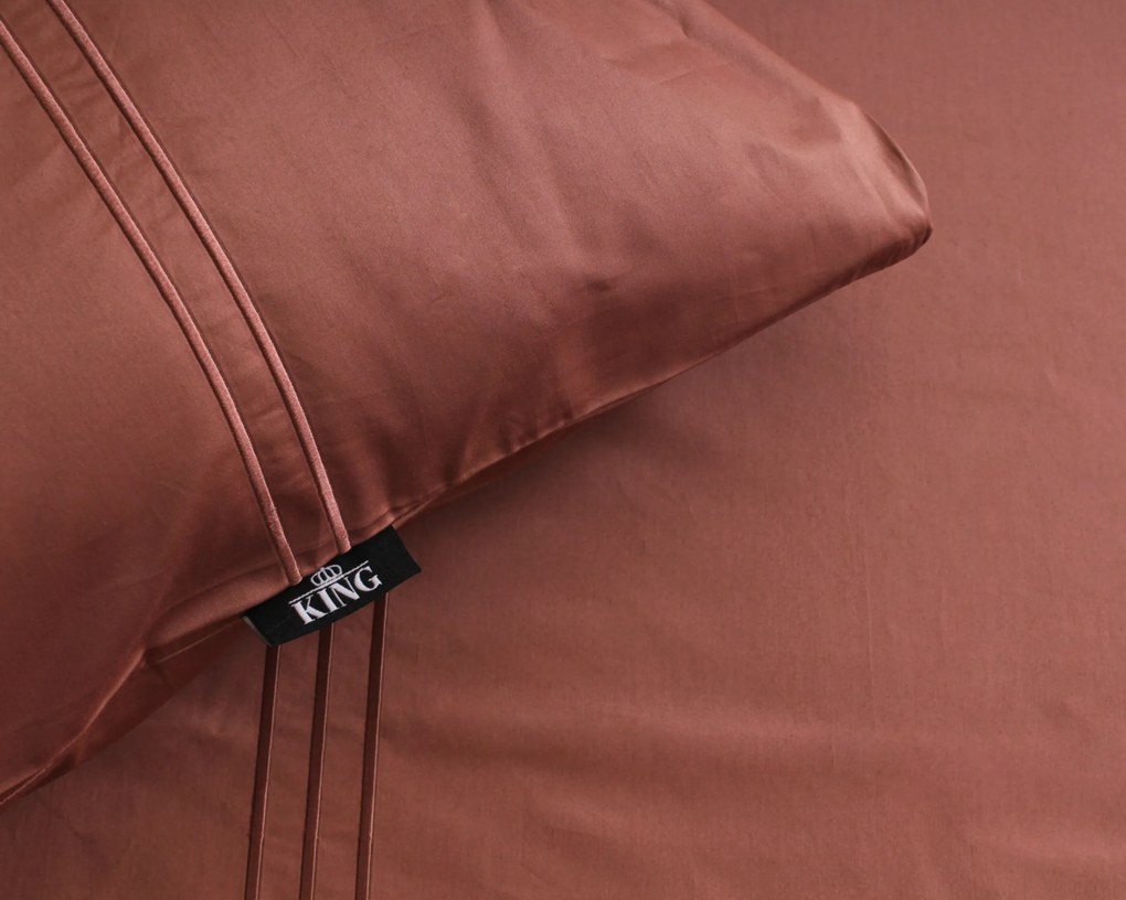 Dekbedovertrek King – 100% katoensatijn – 140×200/220 – brique