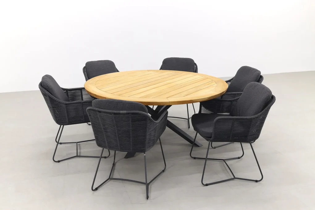 Taste Belmond antraciet/Prado 160 cm. ronde tuinset - 7-delig