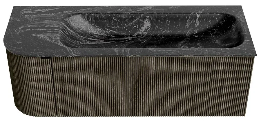Mondiaz Kurve-dlux 125cm badmeubel ronding links shadow met 1 lade en deur en wastafel big medium rechts zonder kraangat lava