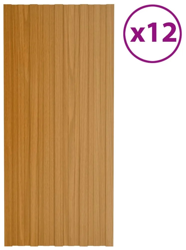 vidaXL Dakpanelen 12 st 100x45 cm gegalvaniseerd staal lichthout