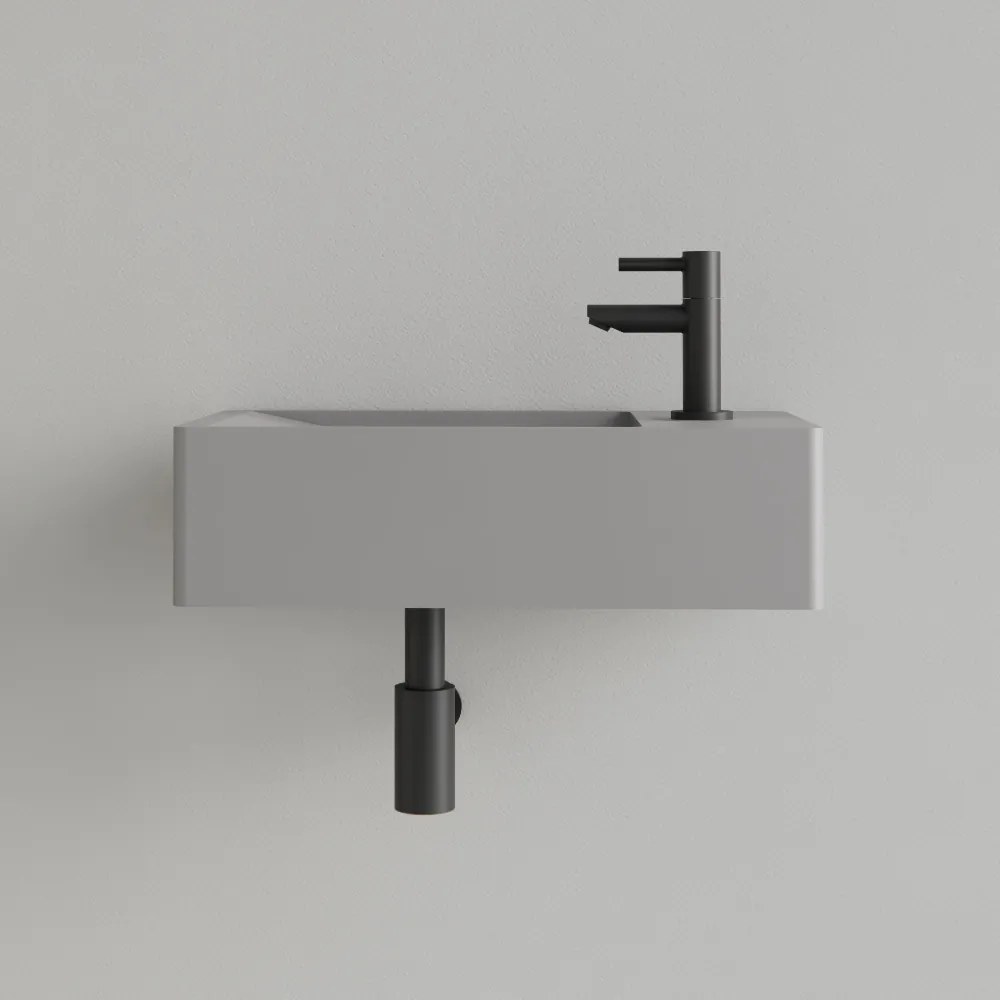 Sanigoods Luko fontein 40x22cm rechts met kraangat leigrijs