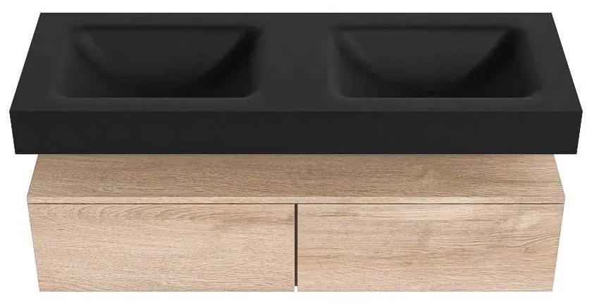 Zaro Alan badmeubel 130cm washed oak 2 lades met vrijhangende wastafel cloud dubbel zonder kraangat urban