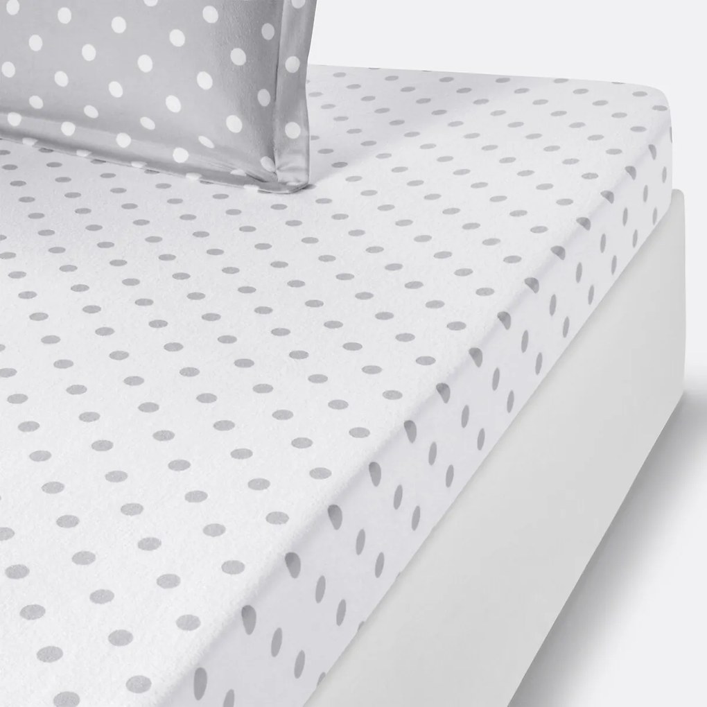 Hoeslaken in flanel met stippenprint Clarisse