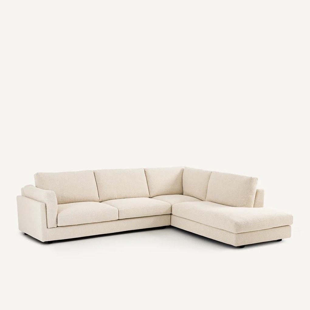 Omvormbare hoekbank met longchair, bouclettestof, César