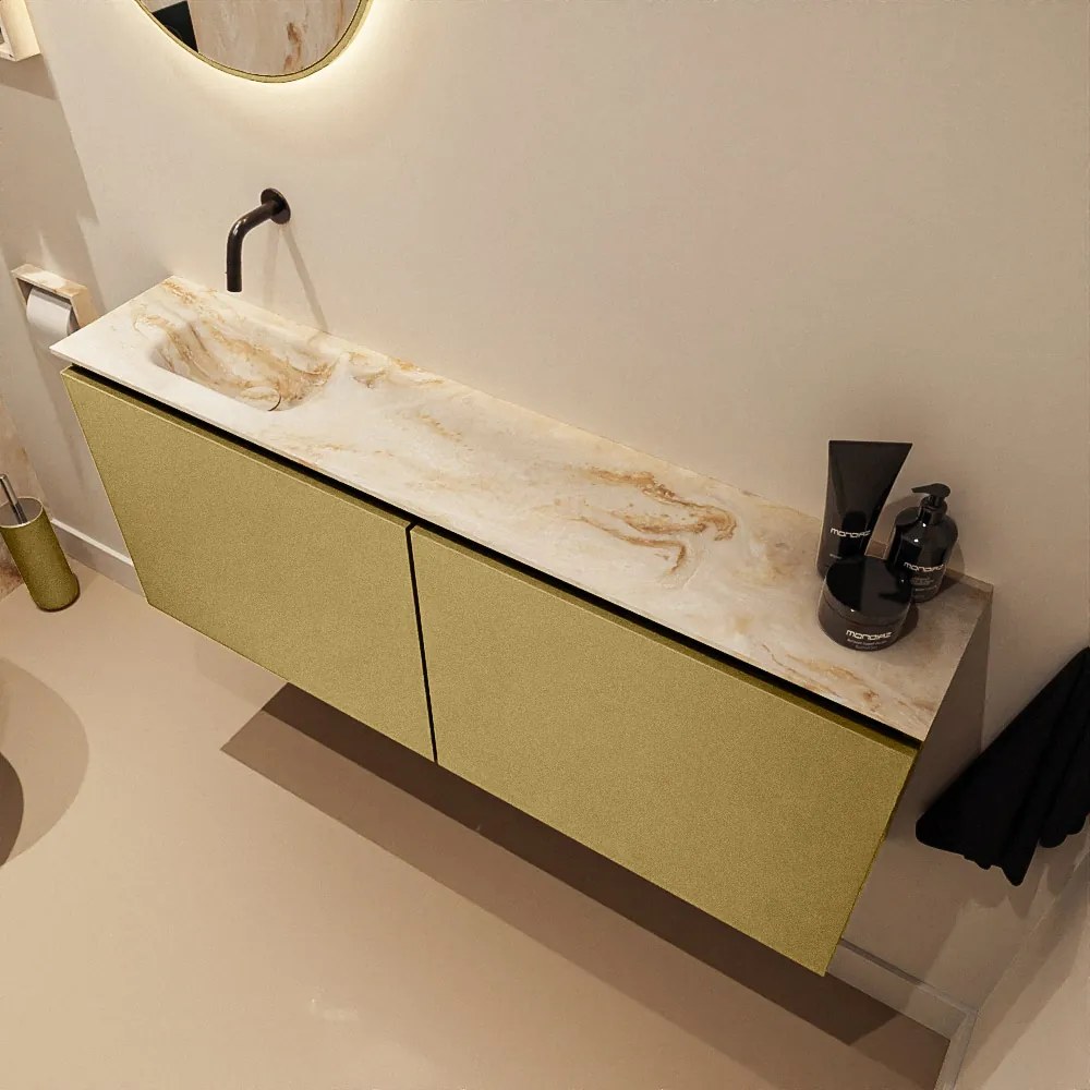 Mondiaz Ture DLux toiletmeubel 120cm oro met wastafel frappe links zonder kraangat