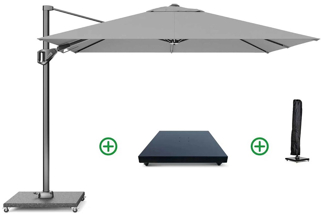 Zweefparasol 2.7x2.7m T2 (incl. voet + hoes) light grey Grijs-antraciet Platinum Voyager