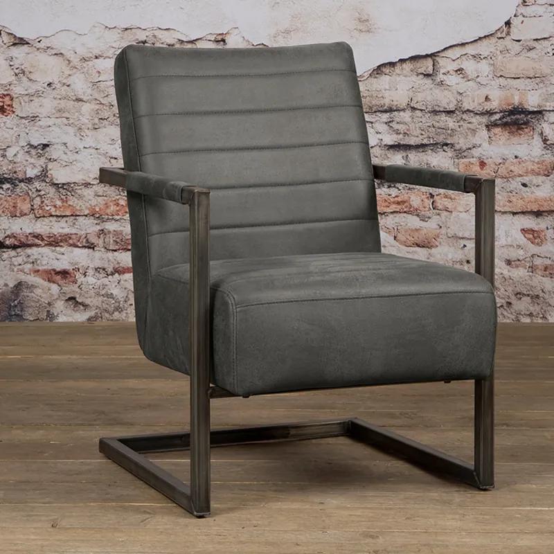 Tower Living Stoere Fauteuil Industrieel Bull Antracite Rocca