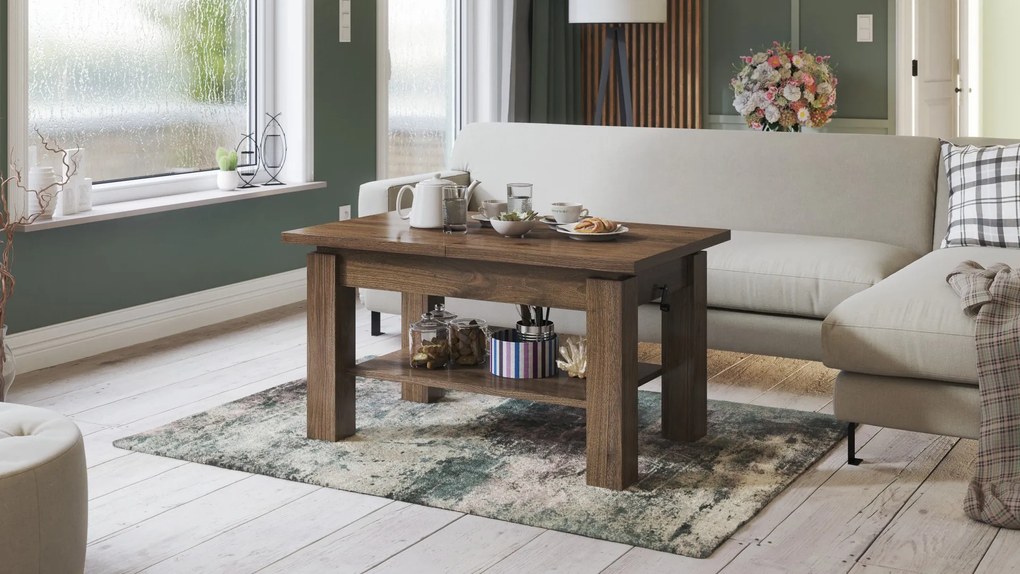 ASTORIA elegant noten, opklapbare salontafel