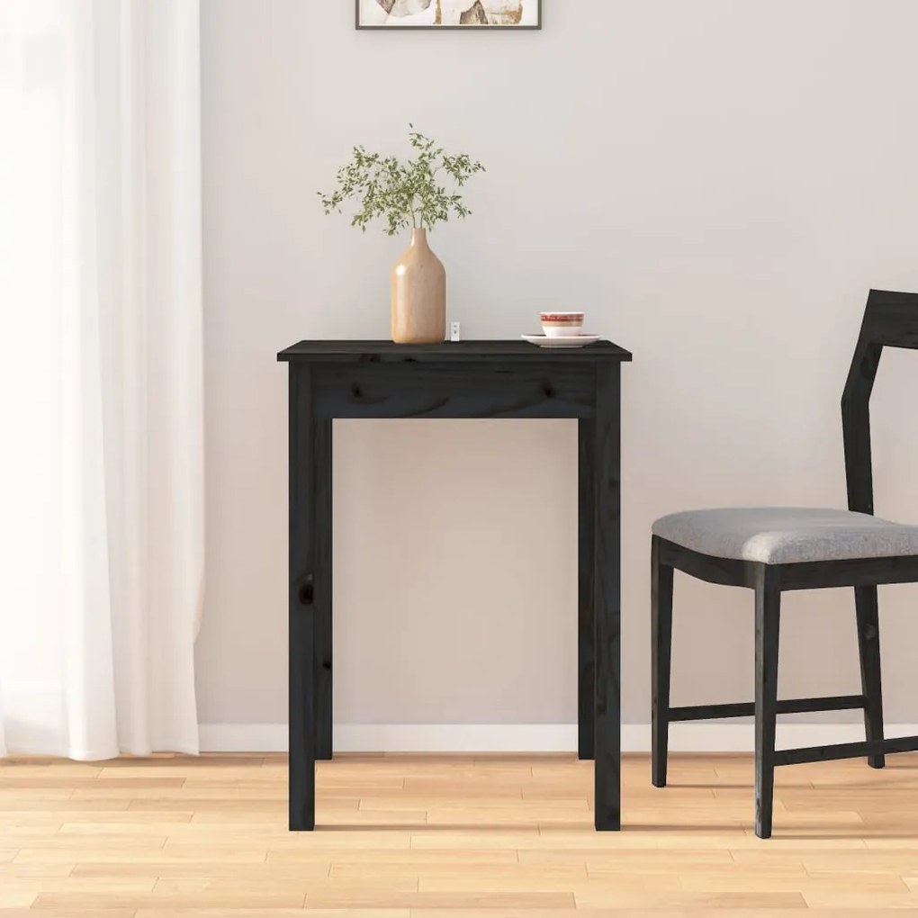 vidaXL Eettafel 55x55x75 cm massief grenenhout zwart