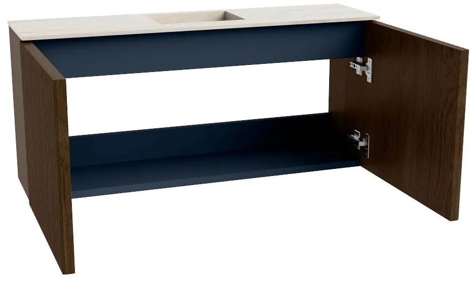 Mondiaz Joya DLux 90cm toiletmeubel walnut met wastafel faye midden 1 kraangat meli