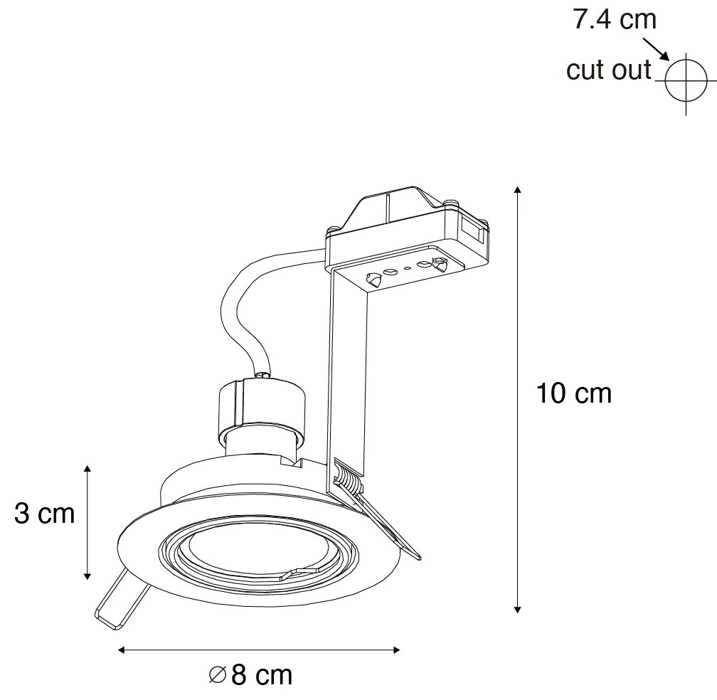 Set van 6 Moderne inbouwspots gunmetal GU10 50mm rond kantelbaar - Edu Binnenverlichting Lamp