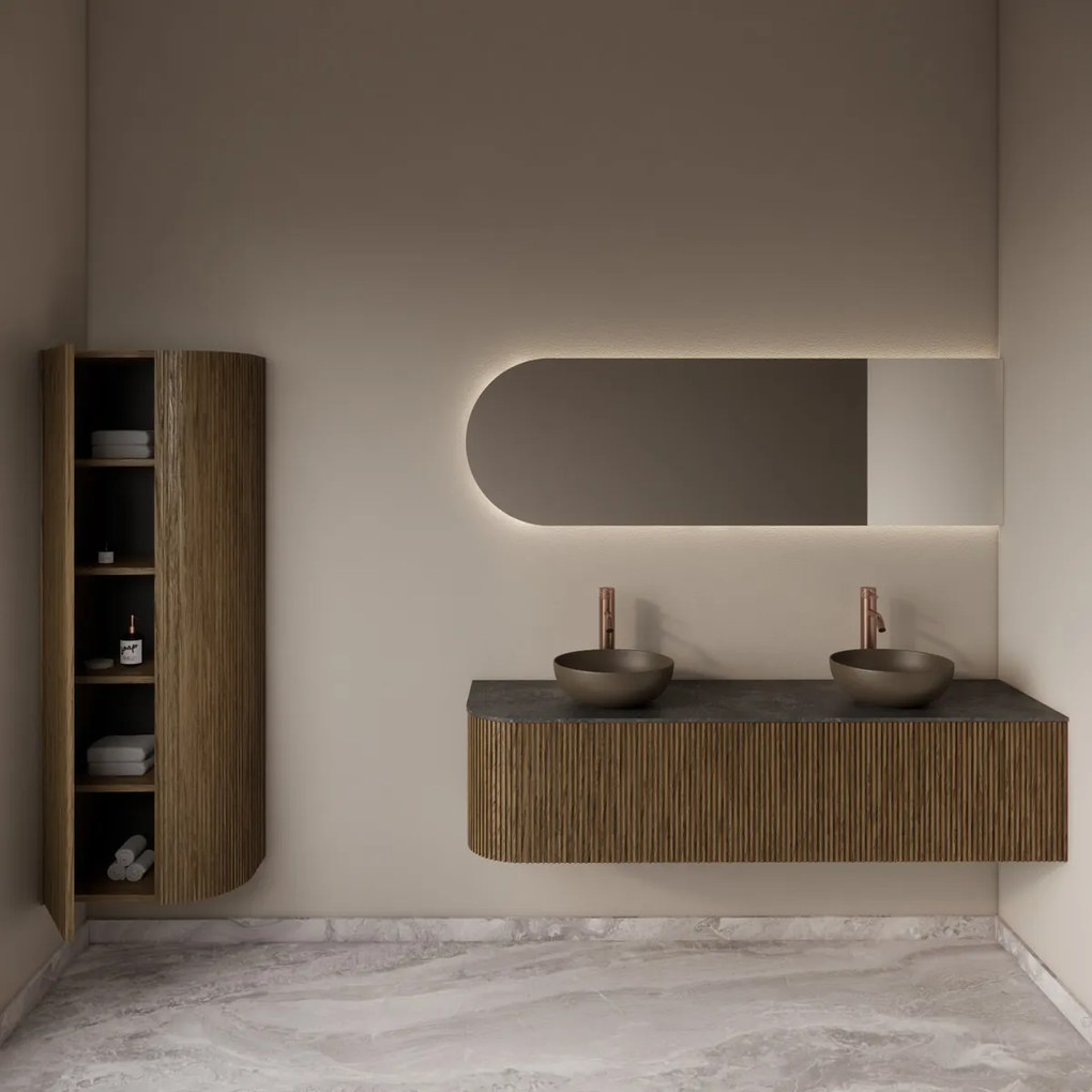 Gliss Design Alluro kolomkast 160cm met ronding rechts castle brown