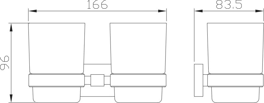 Eastbrook Asti messing bekerhouder dubbel zwart mat