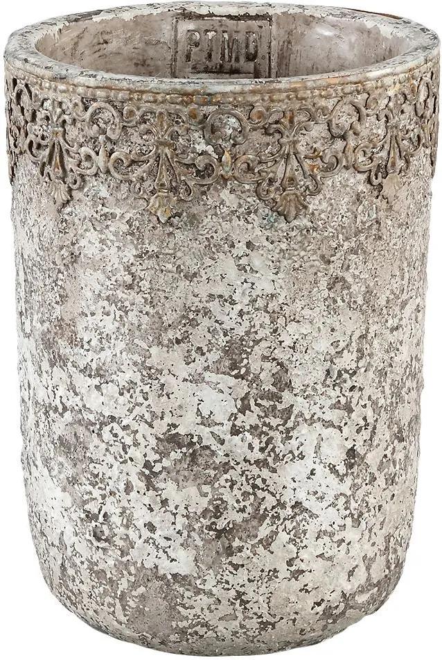 PTMD Collection | Bloempot Zaly lengte 25 cm x breedte 25 cm x hoogte 22 cm cremekleurig bloempotten cement decoratie vazen & bloempotten
