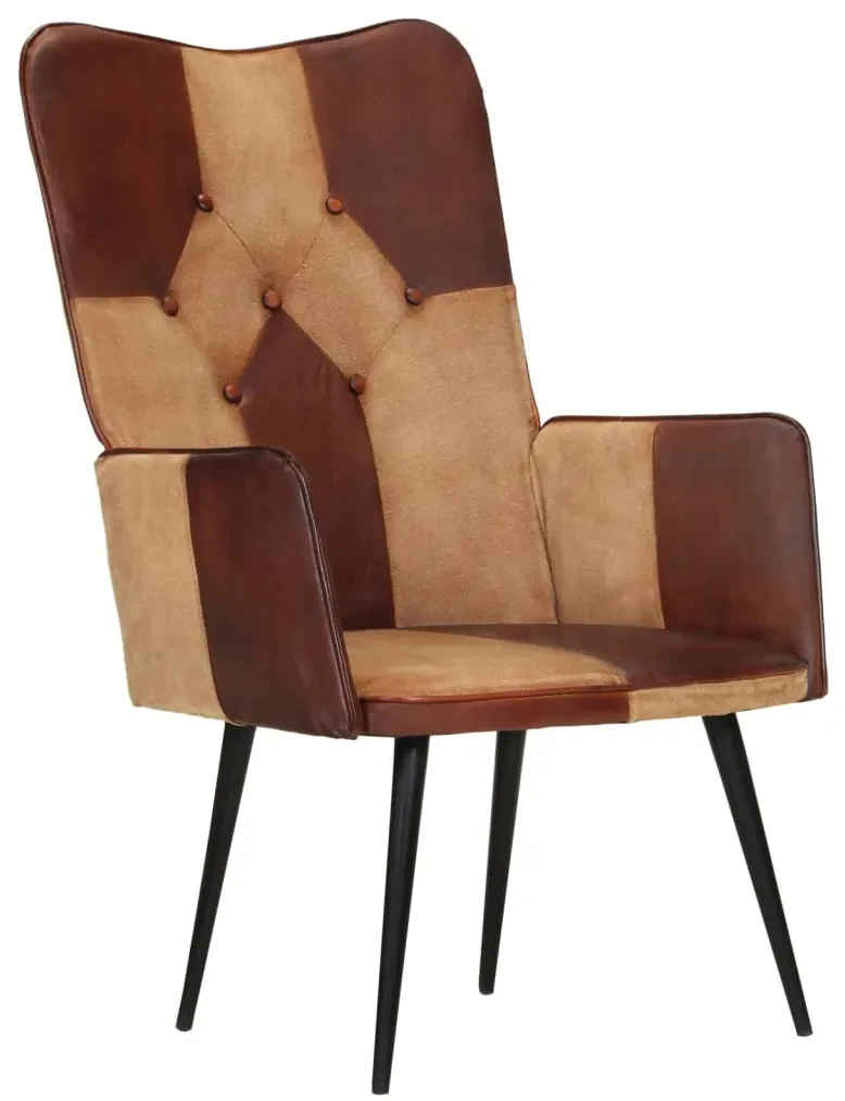 vidaXL Fauteuil echt leer bruin