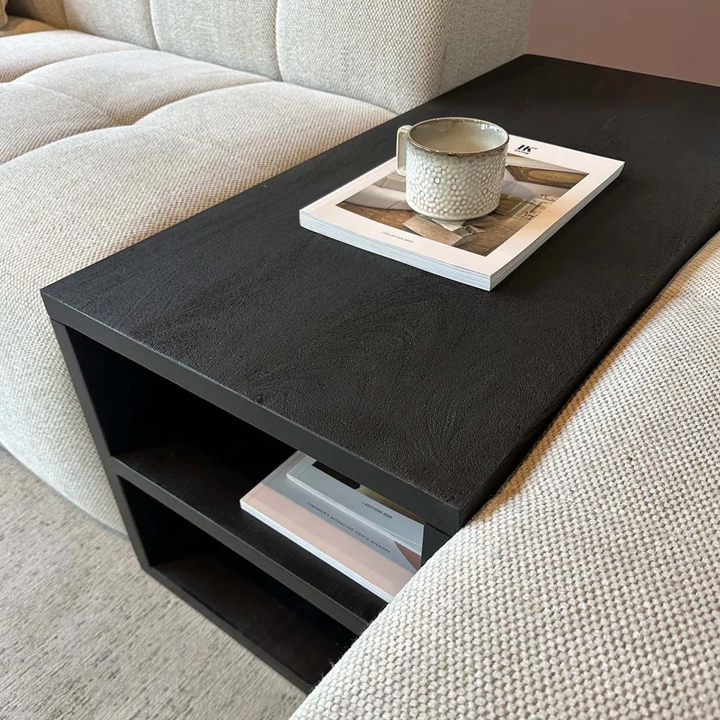Banktafel Zwart Met Opbergruimte - 92 X 42cm.
