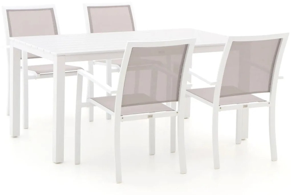 + 15% kassakorting | Diningset Bellagio  | 4 personen aluminium | Tuinset stapelbaar | 5-delig | Kees Smit Tuinmeubelen