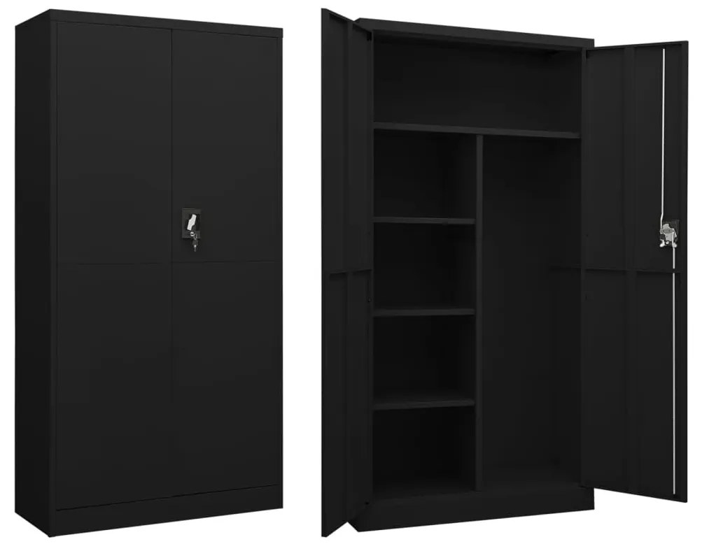 vidaXL Lockerkast 90x40x180 cm staal zwart