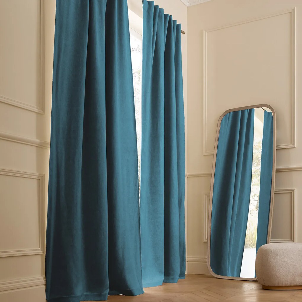 Verduisteringsgordijn van gewassen linnen, verborgen lipjes, Private