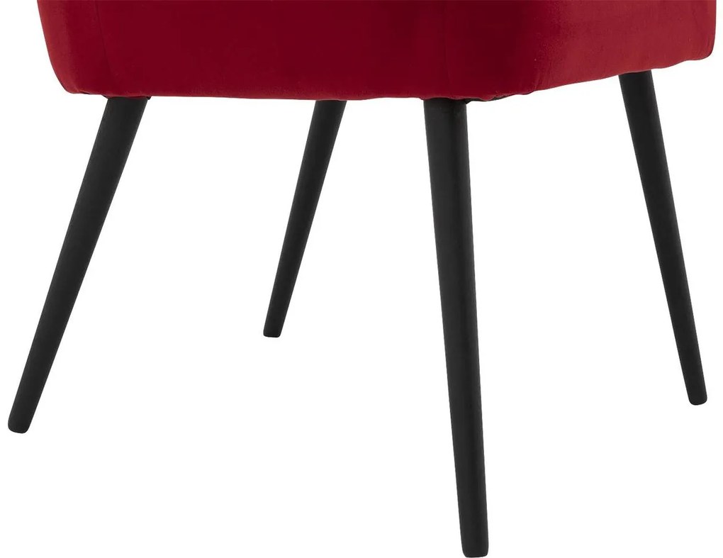 Goossens Eetkamerstoel Rob rood velvet stof met armleuning, urban industrieel