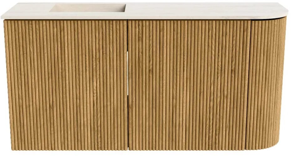 Mondiaz Joya DLux 80cm toiletmeubel ronding rechts oak met wastafel faye links zonder kraangat meli