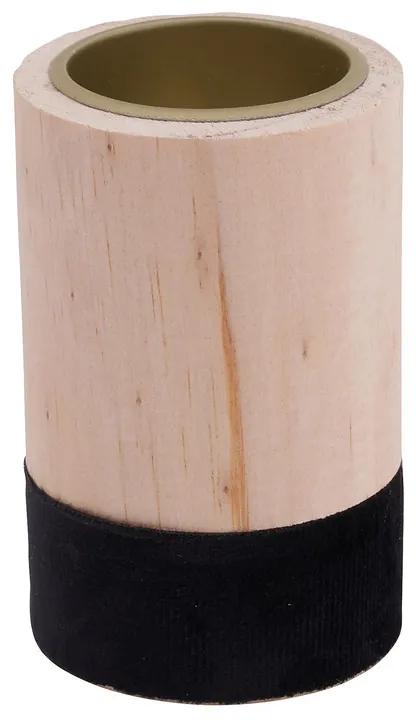 Theelichthouder hout/zwart - klein - Ø5.5x9 cm
