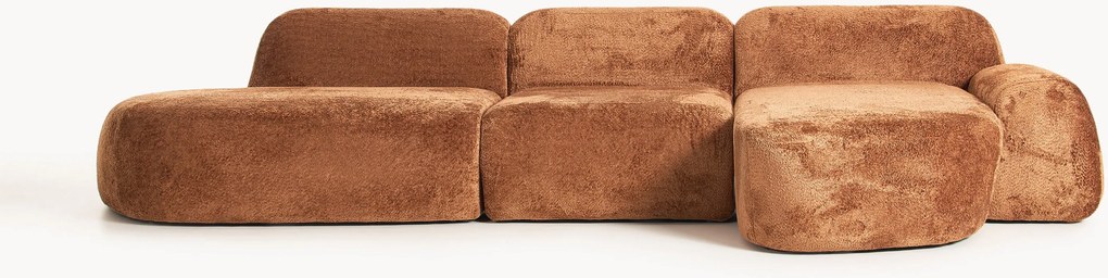 Modulaire teddy-bouclé hoekbank Wolke (4-zits) met chaise longue