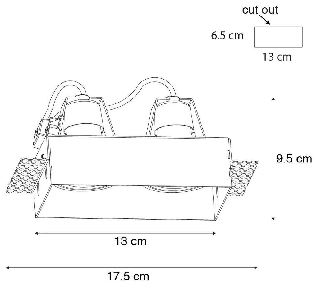 Set van 6 inbouwspots wit GU10 50mm 2-lichts trimless - Oneon Modern GU10 Binnenverlichting Lamp