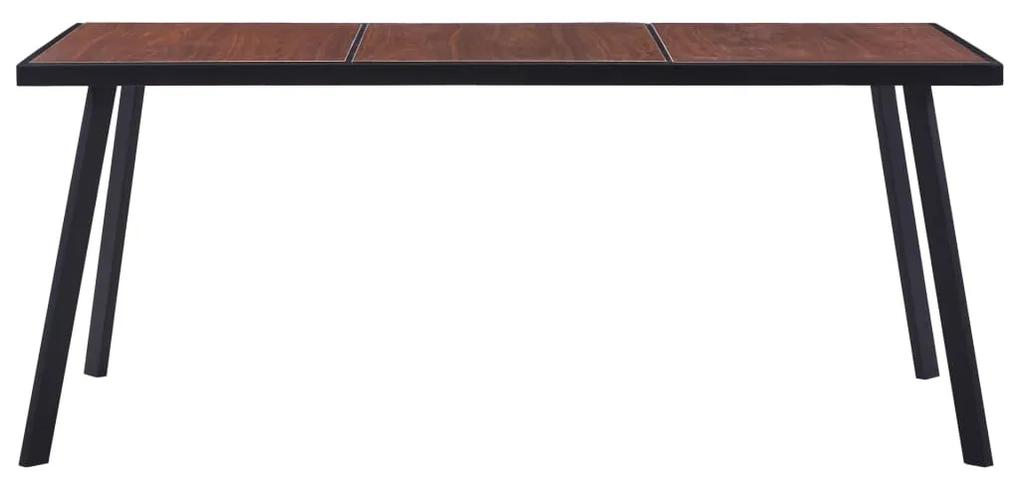 vidaXL Eettafel 180x90x75 cm MDF donkerhoutkleurig en zwart