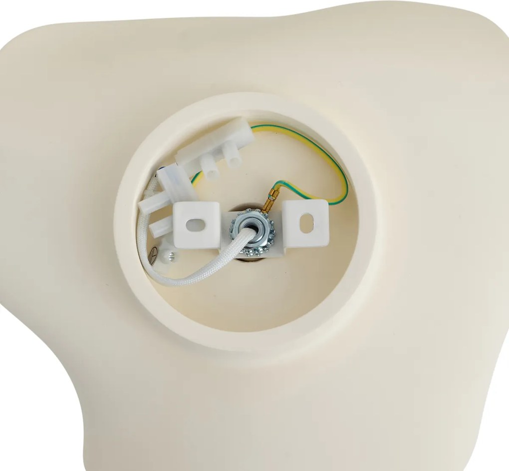 Japandi wandlamp creme met wit glas - Parel