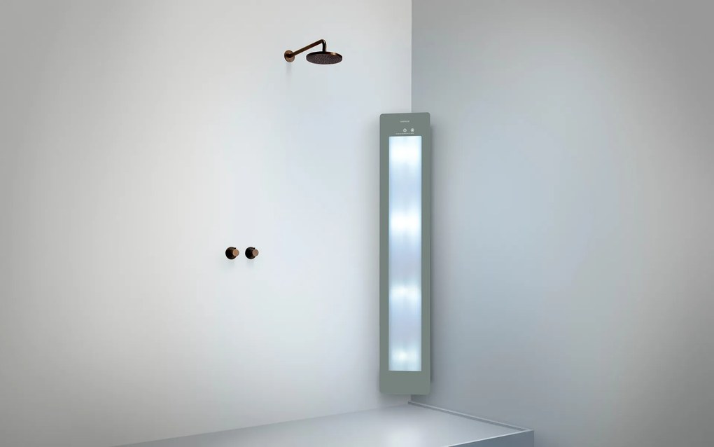 Sunshower Round Plus Large Organic Grey infraroodlamp en UV 33x185x10cm hoekopbouw