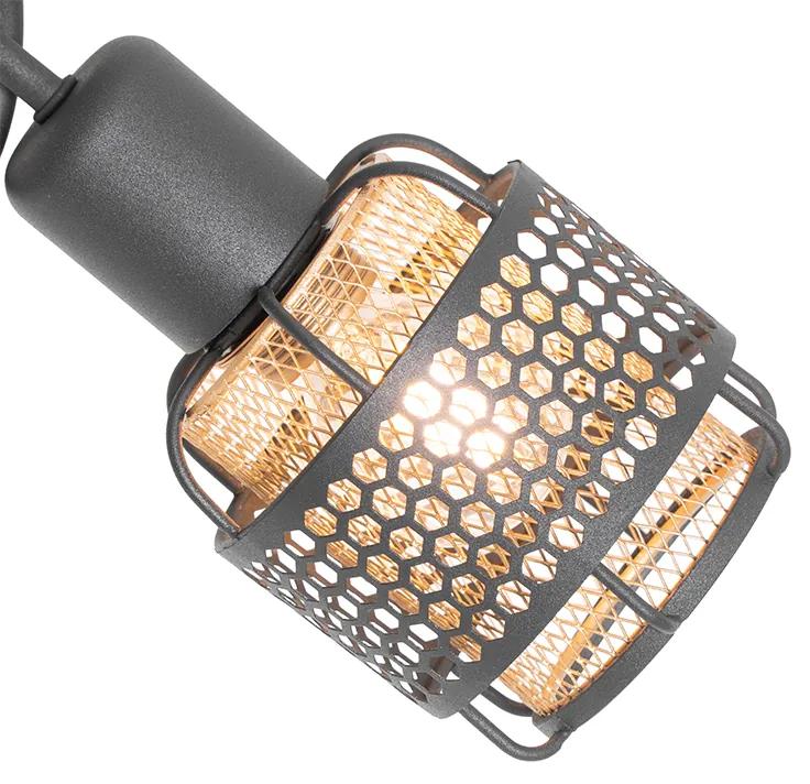 Design plafondlamp zwart met goud 3-lichts - Noud Design E14 rond Binnenverlichting Lamp