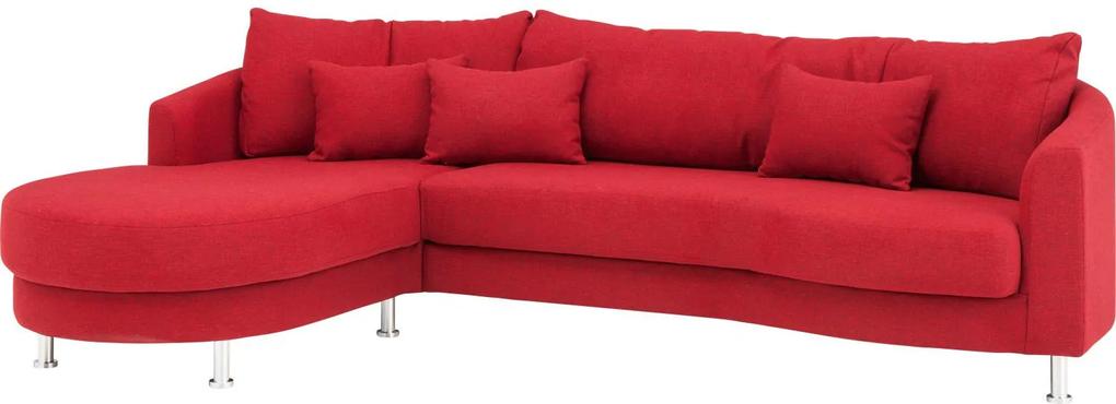 Goossens Bank Timeless rood, stof, 2-zits, elegant chic met chaise longue links