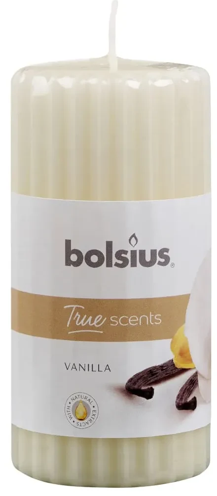 Bolsius Geurkaarsen geribbeld 6 st 120x58 mm vanille