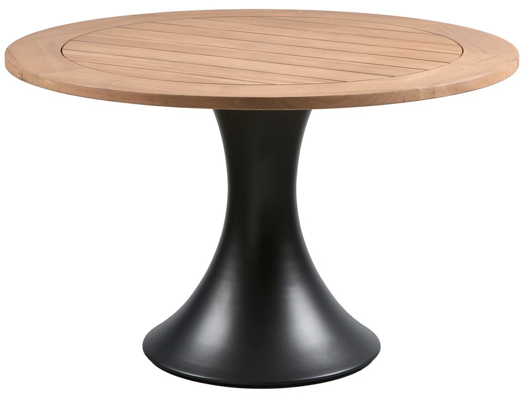 Exotan Charley - Dining tuintafel - Rond - Aluminium - Teak - Naturel - ø122cm - Exotan