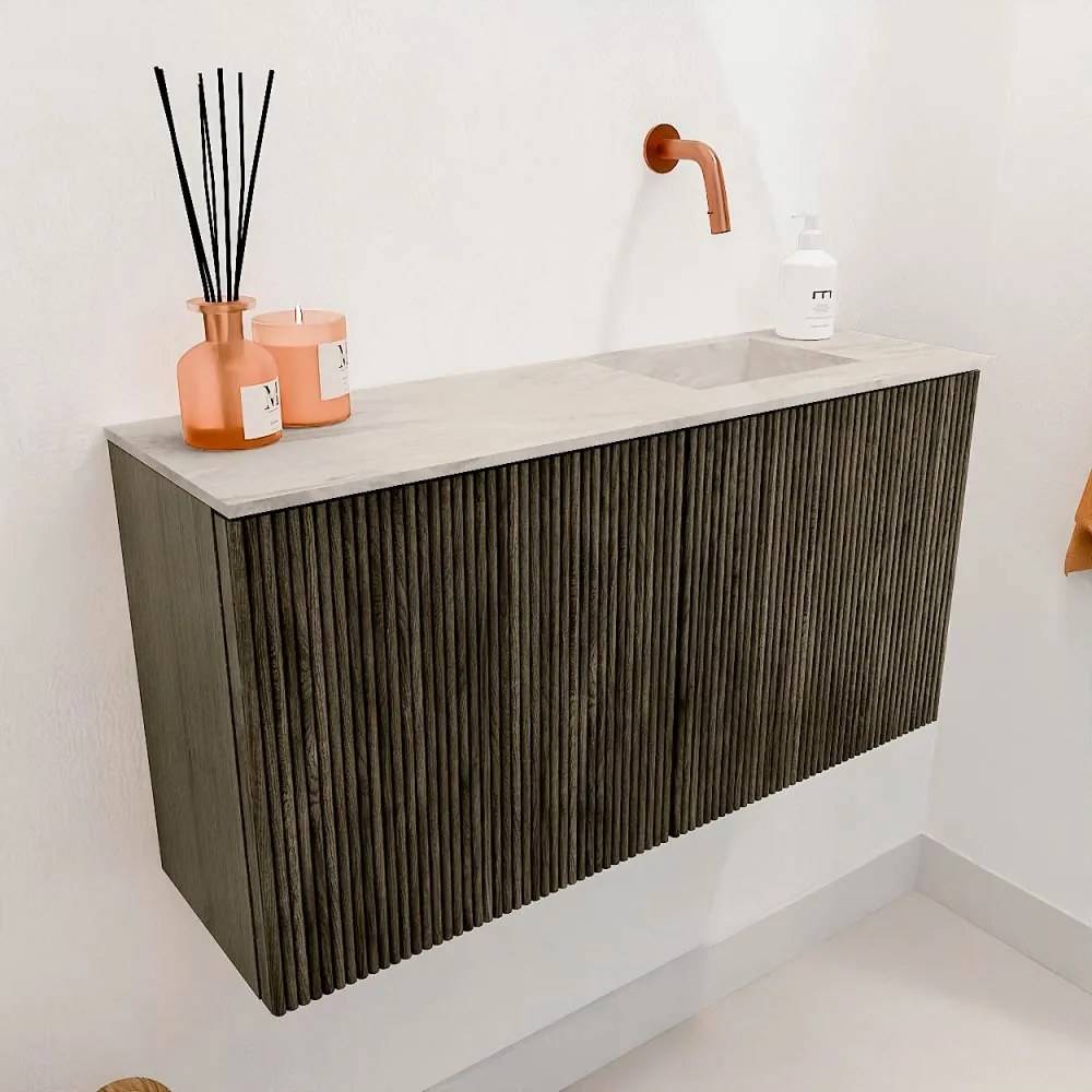 Mondiaz Joya DLux 80cm toiletmeubel shadow met wastafel faye rechts zonder kraangat ostra
