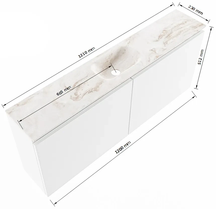Mondiaz Ture DLux toiletmeubel 120cm linen met wastafel lava midden met kraangat