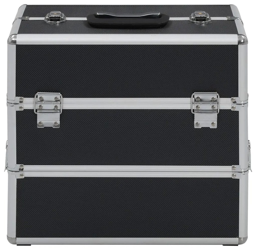 vidaXL Make-up koffer 37x24x35 cm aluminium zwart