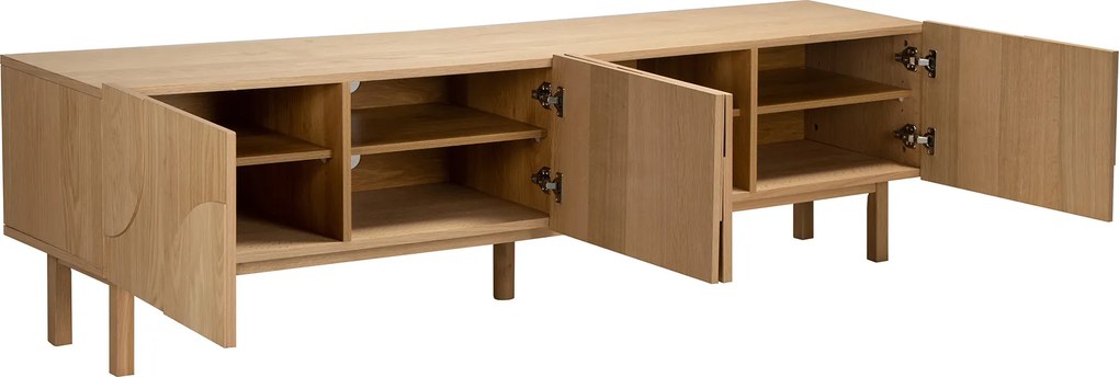 Eiken Tv-meubel Met 3D Vormen - 200x40x55cm.